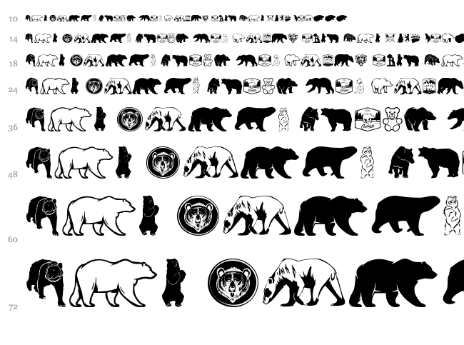 Bear Icons font waterfall